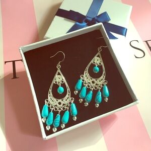 Elegant Silver and Turquoise Dangle Earrings